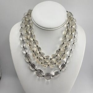Serefina Clear Glass Bead‎ Triple Strand Layered Necklace
